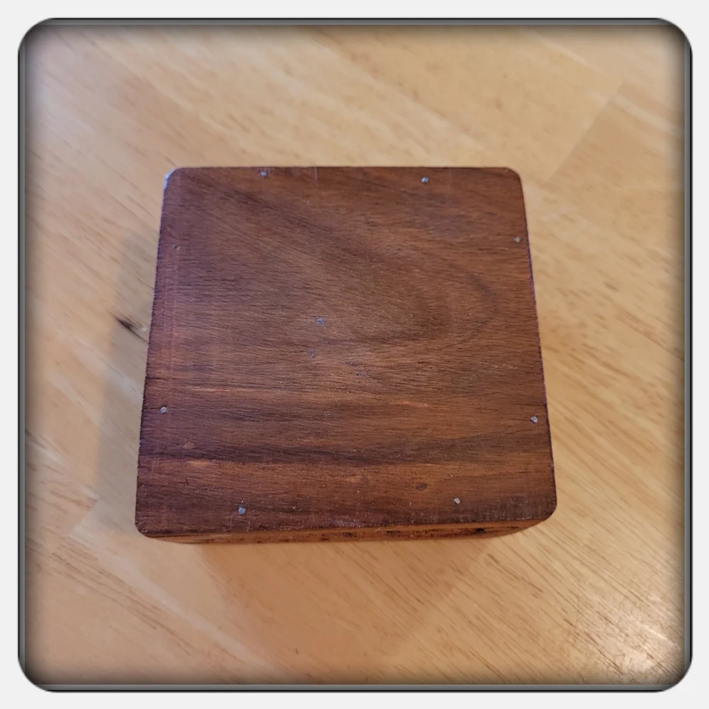 Vintage Handcarved Brown Wooden Jewelry Trinket Box